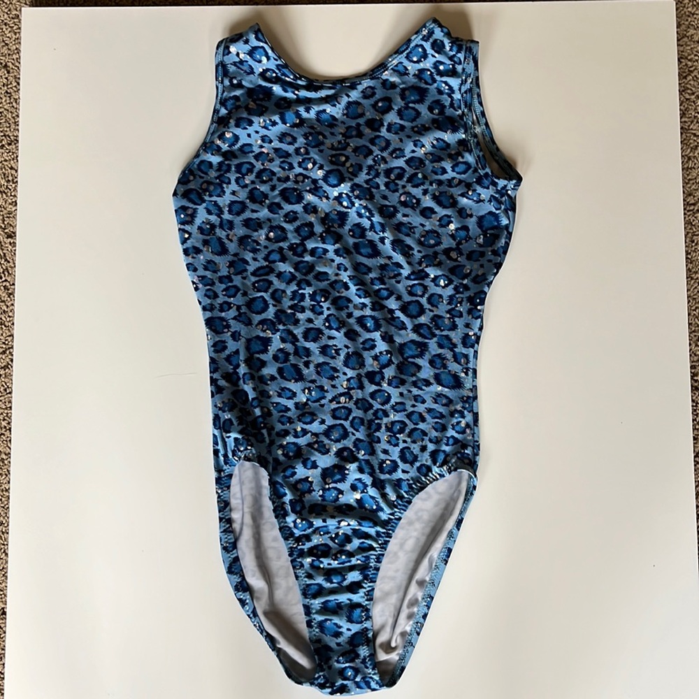 alpha factor adult medium blue leopard leotard like new condition